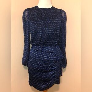 NWT Misa Amber Sheer Sleve Mini Dress in Midnight Shibori Mix,Size-XS (?small)
